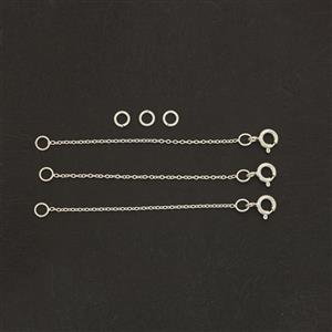 925 Sterling Silver Cable Chain Extender Chain, Approx 3mm Jump Ring, 2.5Inch Cable Chain Extender, 6Pcs