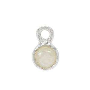 925 Sterling Silver June Birthstone Round Charm with 0.04cts White Freshwater Cultured Pearl, Approx 3mm