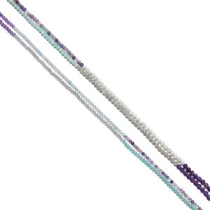 2 Metre's of Natural Amazonite, Labradorite, Amethyst, Aquamarine & Fluorite (1 Frosted)