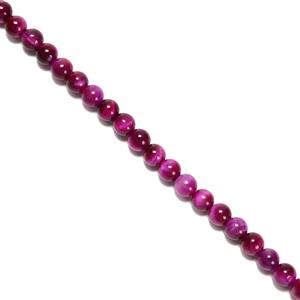 90cts Dyed Fuchsia Tiger eye Plain Rounds,  Approx. 6mm 38cm strand