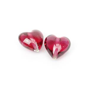 Preciosa Ruby Lampwork Heart Beads Approx. 17x17mm (2pk)