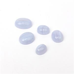 17cts Blue Lace Agate Oval Cabochons Approx 7 to 14mm (Set Of 5)
