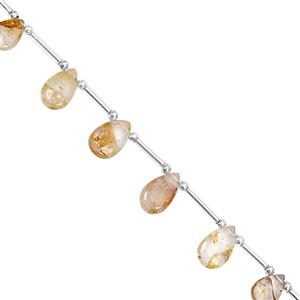 58cts Golden Topaz Top Side Drill Graduated Smooth Pear Approx 6.5x9.5mm to 18x10.5mm, 20cm Strand with Spacers