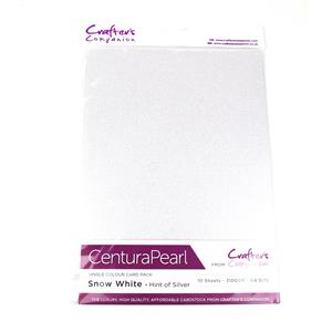 Crafters Companion Centura Pearl Single Colour A4 10 Sheet Pack - Snow White Hint of Silver