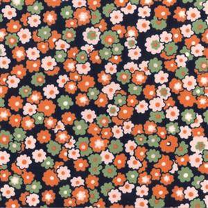 Floral Navy Babycord Print Fabric 0.5m