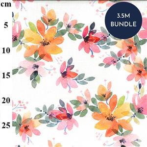 Digital Linen-Cotton Prints White on Floral Fabric Bundle (3.5m)