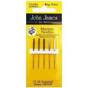 John James Pack of 5 Regular Point Sewing Machine Needles Size 11/16 (80/100)