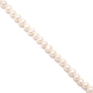 White Freshwater Cultured Potato Pearls Approx 5-6mm, 38cm Strand