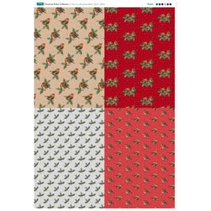 Christmas Robin Red Rectangles Fabric Panel (70 x 105cm)