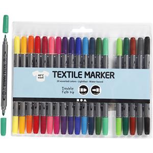 Multi Colour Textile Marker Felt Tip Pens Pack of 20
