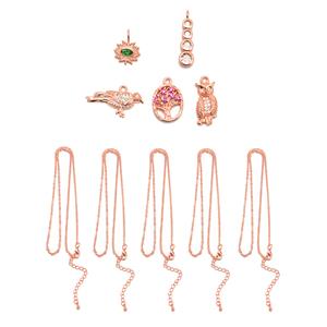 Rose Gold Base Metal Pendants (5 different designs) with Matching Chains 18
