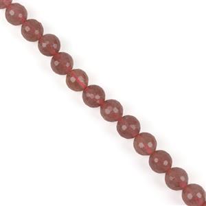250cts Red Strawberry Quartz Faceted Rounds, Approx 10mm, 38cm Strand