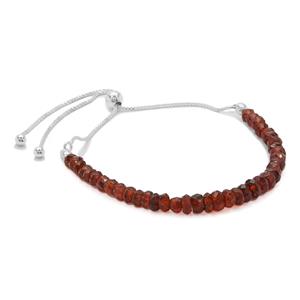 18cts Red Garnet Beads Sterling Silver Slider Bracelet Approx 3x2 to 5x3mm, 4+6 Inch