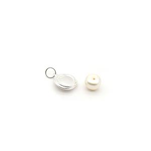 925 Sterling Silver Halo Swirl Pendant With White Freshwater Pearl Approx 8mm 