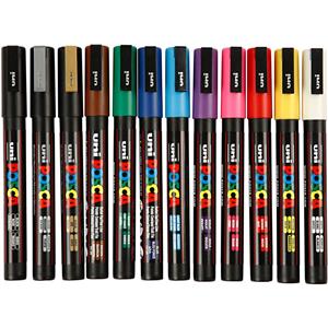 Posca Marker, assorted colours, no. PC-3M, line 0,9-1,3 mm, 12 pc/ 1 pack