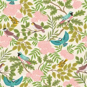 Lewis & Irene Clearbury Down Collection Clearbury Birds Cream Fabric 0.5m