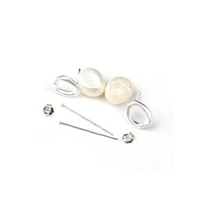 925 Sterling Silver Irregular Circle Earrings Mini Make With Freshwater Cultured Pearls & Headpins