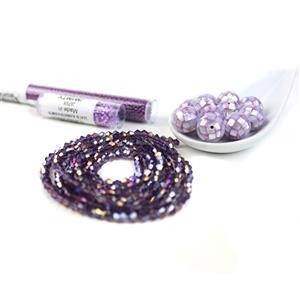 Luscious Lavender - Lavender Shell Mosaic Rounds with Glass Bicones & Seed Beads