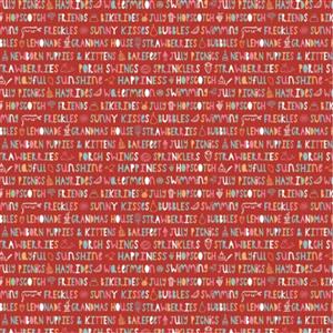 Poppie Cotton Hopscotch & Freckles Words Red Fabric 0.5m