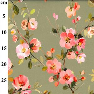 Moss Cotton Canvas Print Fabric 0.5m
