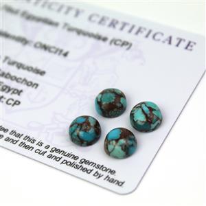 4.7cts Egyptian Turquoise 8x8mm Round Pack of 4 (CP)