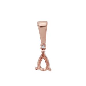 Rose Gold Plated 925 Sterling Silver Pear Pendant Mount (To fit 6x4mm Gemstone) Inc. 0.02cts White Zircon Brilliant Cut Round 1.25mm- 1pcs