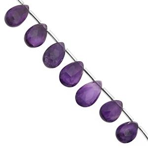 70cts Zambian Amethyst Top Side Drill Faceted Pear Approx 10.5x7 to 14.5x9mm, 21cm Strand with Spacers