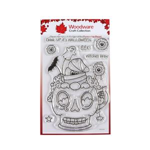 NEW Woodware Clear Singles Spooky Cup 4 in x 6 in Stamp Set