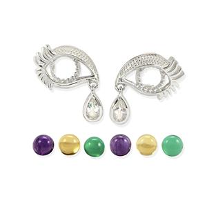  925 Sterling Silver Eye Earrings With White Topaz Teardrop and Multi Gemstones Project With Downloadable Instructions By Charlie Bailey