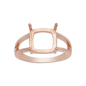 Rose Gold Plated 925 Sterling Silver Cushion Ring Mount (To fit 10mm gemstone) - 1Pcs