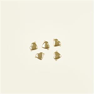 Gold Plated Base Metal Heart Connectors, 6mm (5pk)