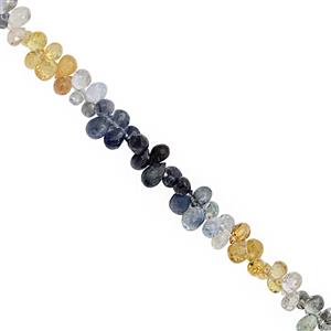12cts Multi-Colour Sapphire Top Side Drill Faceted Drop Approx 2x2 to 4x3mm, 10cm Strand with Spacers