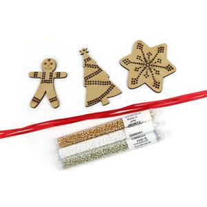 Christmas Collection; 3x Seed Beads 8/0, Gingerbread Cookies Man, Snowflake & Christmas Tree