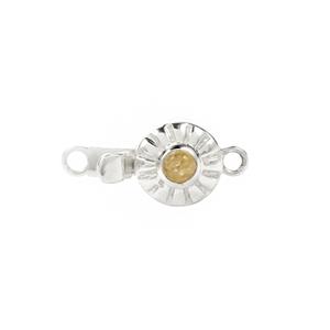925 Sterling Silver Scarecrow Button Clasp (16x8mm) with Yellow Aventurine, 3mm