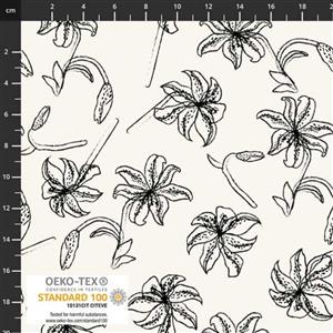 Flower Sketches Lilies White Fabric 0.5m 