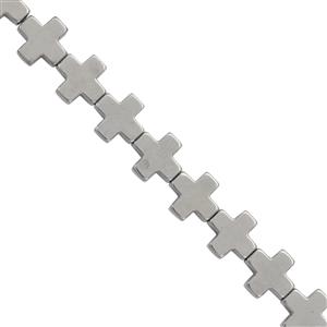 95cts Silver Color Coated Hematite Smooth Cross Approx 8mm, 30cm Strand
