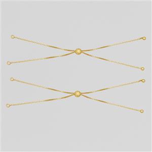 Gold Plated 925 Sterling Silver Slider Bracelet With Diamond Cut Slider, Approx 24cm (Pack of 2)