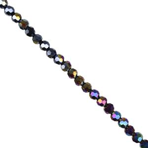 AB Coated Black 6mm Glass Rounds, 1m Strand 