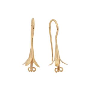 Rose Gold Plated 925 Sterling Silver Flower Drop Earrings With Loop Approx, 34x10mm ( pair of 1)