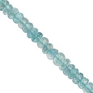 62cts Aquamarine Faceted Rondelles Approx 4x2 to 7x4mm, 20cm Strand