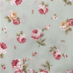 Floral Story Tossed Roses On Mint Fabric 0.5m - Sewing Street exclusive