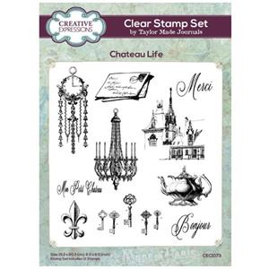 Creative Expressions Taylor Made Journals Chateau Life 6 in x 8 in Clear Stamp Set - 12 Stamps 