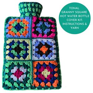 Tonal The Crafty Co. Crochet Granny Square Hot water Bottle Cover Kit: Instructions & Yarn