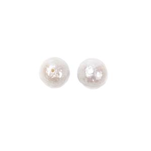 White Freshwater Cultured Faceted Pearls, Approx.10-11mm, 1 Pair