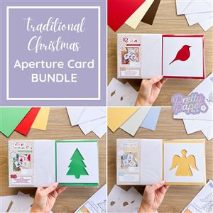 Traditional Christmas Aperture Cards | Robin, Angel & Large Christmas Tree Bundle