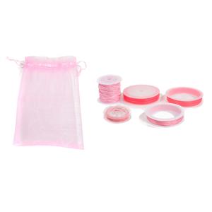 Pink Threading Pack including 0.6mm Elastic, 1mm Elastic, Beading Thread, 0.5mm Nylon Cord & 1mm Nylon Cord 