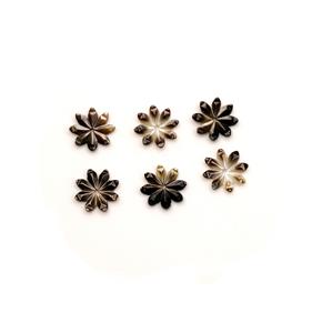 Black Shell Pearl Eight-Petal Flowers Approx 12mm (6pcs)