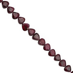 62cts Rhodolite Garnet Center Drill Graduated Faceted Heart Approx 5 to 6mm, 31cm Strand