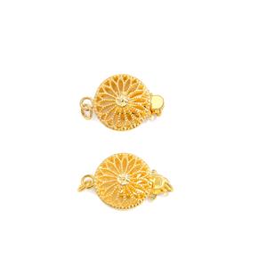 Gold 925 Sterling Silver Round Clasp, Approx 16x12mm, 2pcs 