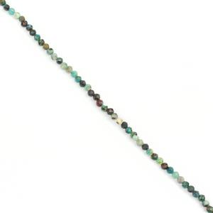 5cts Chrysocolla Faceted Rounds Approx 2mm, 38cm strand
